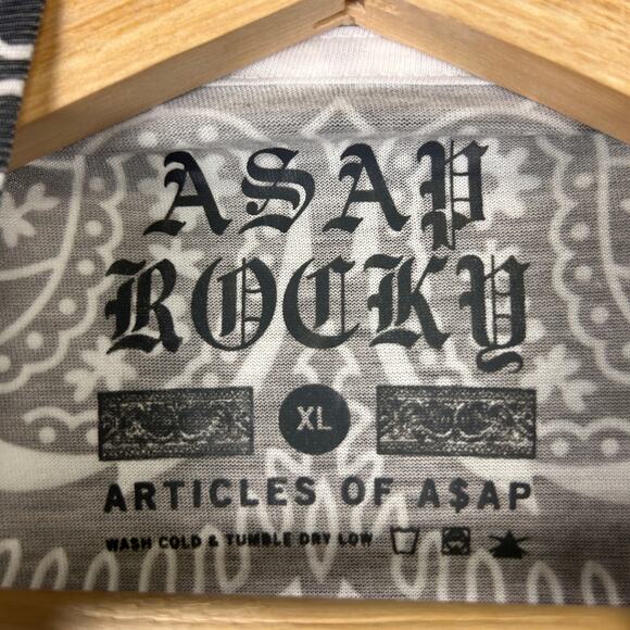 ASAP Rocky Worldwide Black Bandana Paisley 2010s Cloud Rap XL Tee - Picture 3 of 4